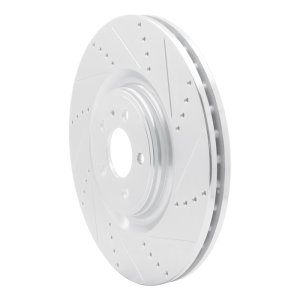 Ford Mustang Brake Rotor (1) - Front Right - R1 Concepts - Drilled & Slotted - Silver - `13-`14
